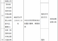 陕西彬州农村商业银行被罚41万元：因未经任职资格核准实际履行董事、高管职责